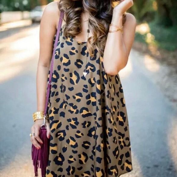 Show Me Your Mumu Bella Leopard Tank Mini Dress Sz M - Picture 3 of 8